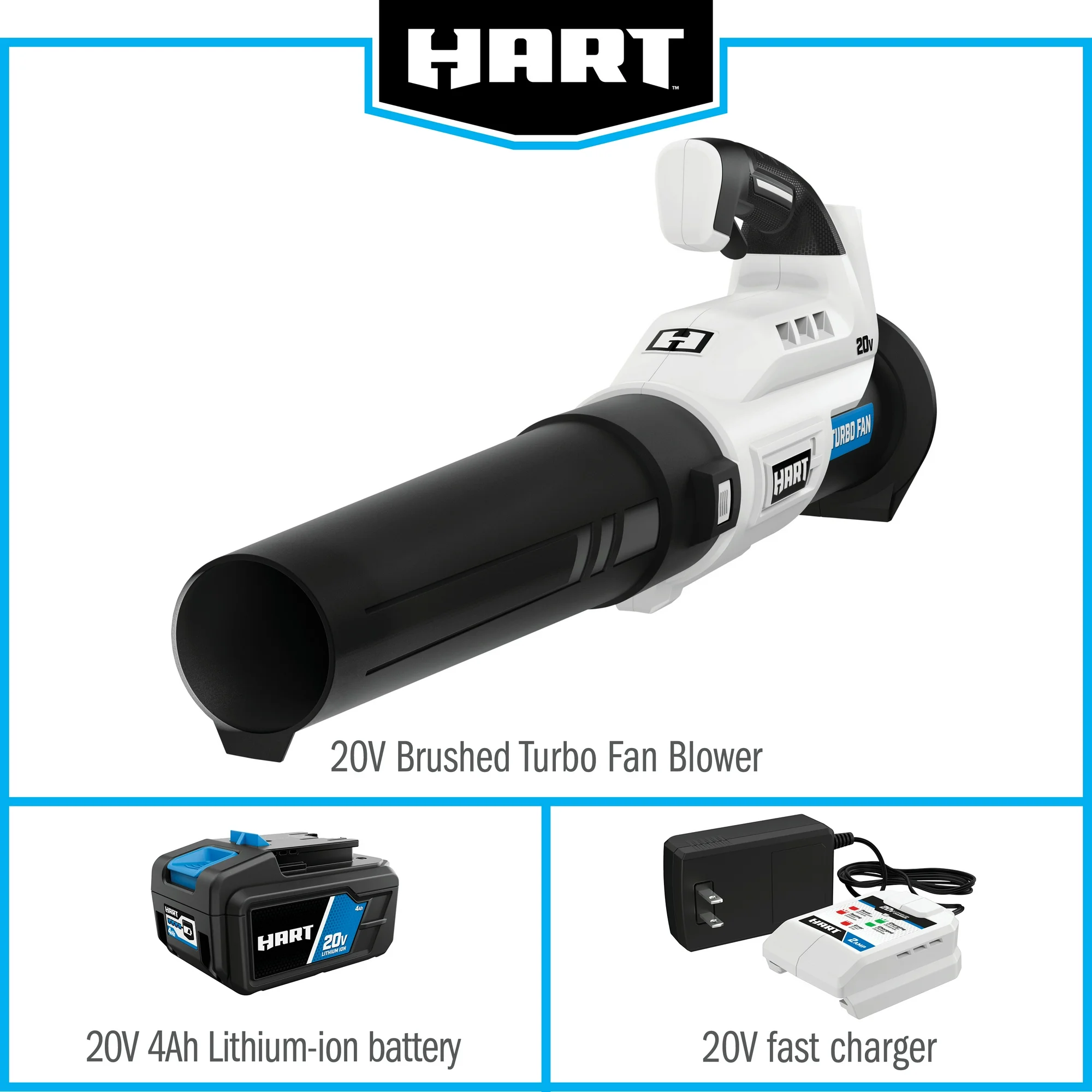 HART 20V Cordless Turbo Fan Leaf Blower (1) 4.0Ah Lithium-Ion Battery