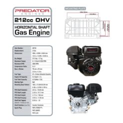 PREDATOR 6.5 HP (212cc) OHV Horizontal Shaft Gas Engine, EPA