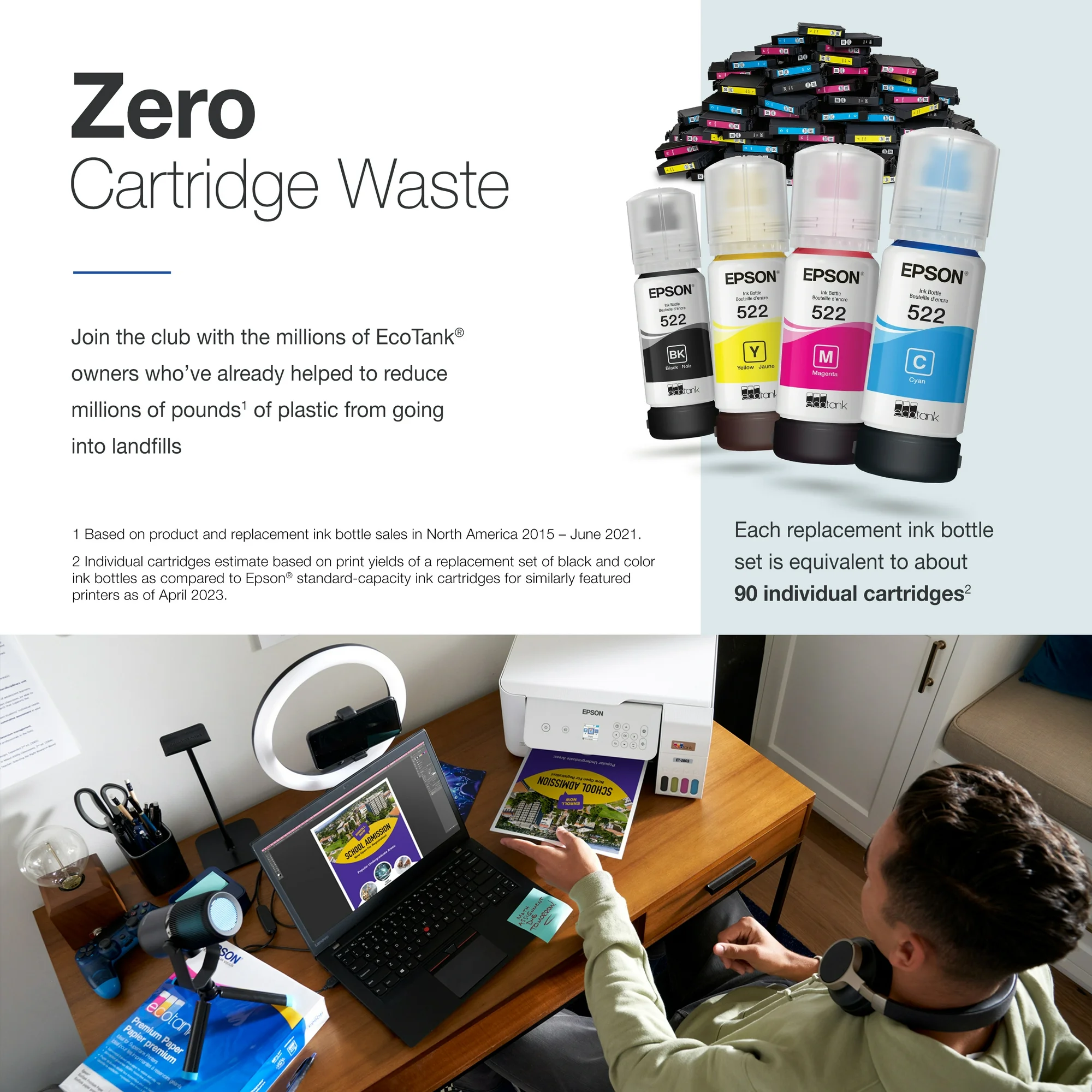 Epson EcoTank ET-2803 Wireless All-in-One Cartridge - Free Printer