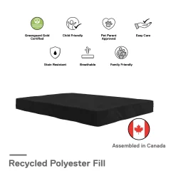 DHP Caden 8 Inch Futon Mattress with Tufted Cover and Recycled Polyester Fill, Full Size, Black