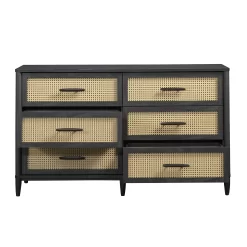 Better Homes & Gardens Springwood Caning 6-Drawer Dresser, Charcoal Finish