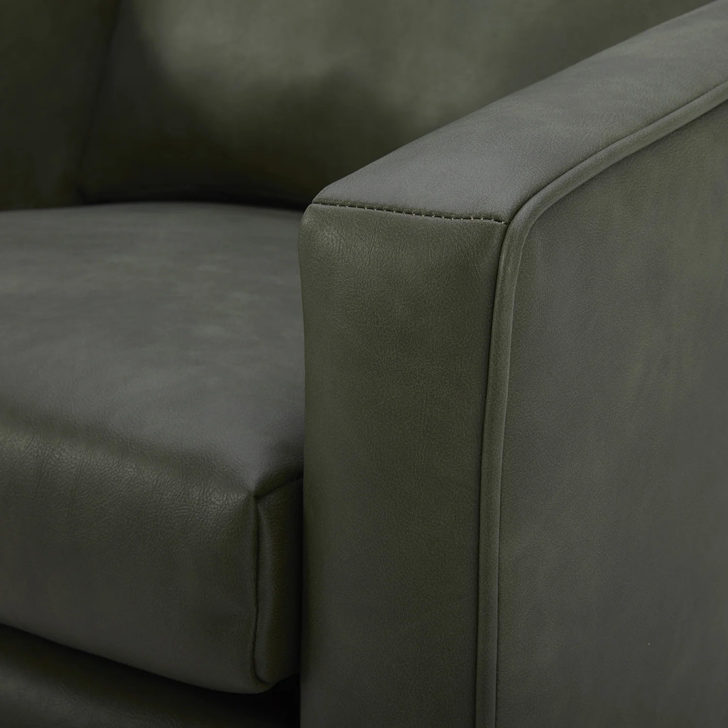 Better Homes & Gardens Steele Swivel Chair, Olive Faux Leather