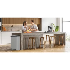 Home Zone Living 18.5 gal/70 Liter Kitchen Garbage Can Stainless Steel, Ocean Fog