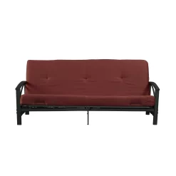 Mainstays 6 Inch Futon Mattress with Tufted Cover and Recycled Polyester Fill, Full, Ruby Red