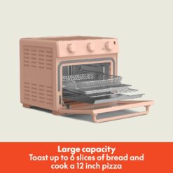 bella Air Fry Toaster Oven, 7 Preset Cooking Options, Dishwasher-Safe EverGood Coated Trays Included, 1700 Watt, Blossom