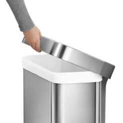 simplehuman 55 Liter, 14.5 Gallon Rectangular Hands-Free Kitchen Step Trash Can with Soft-Close Lid, Brushed Stainless Steel