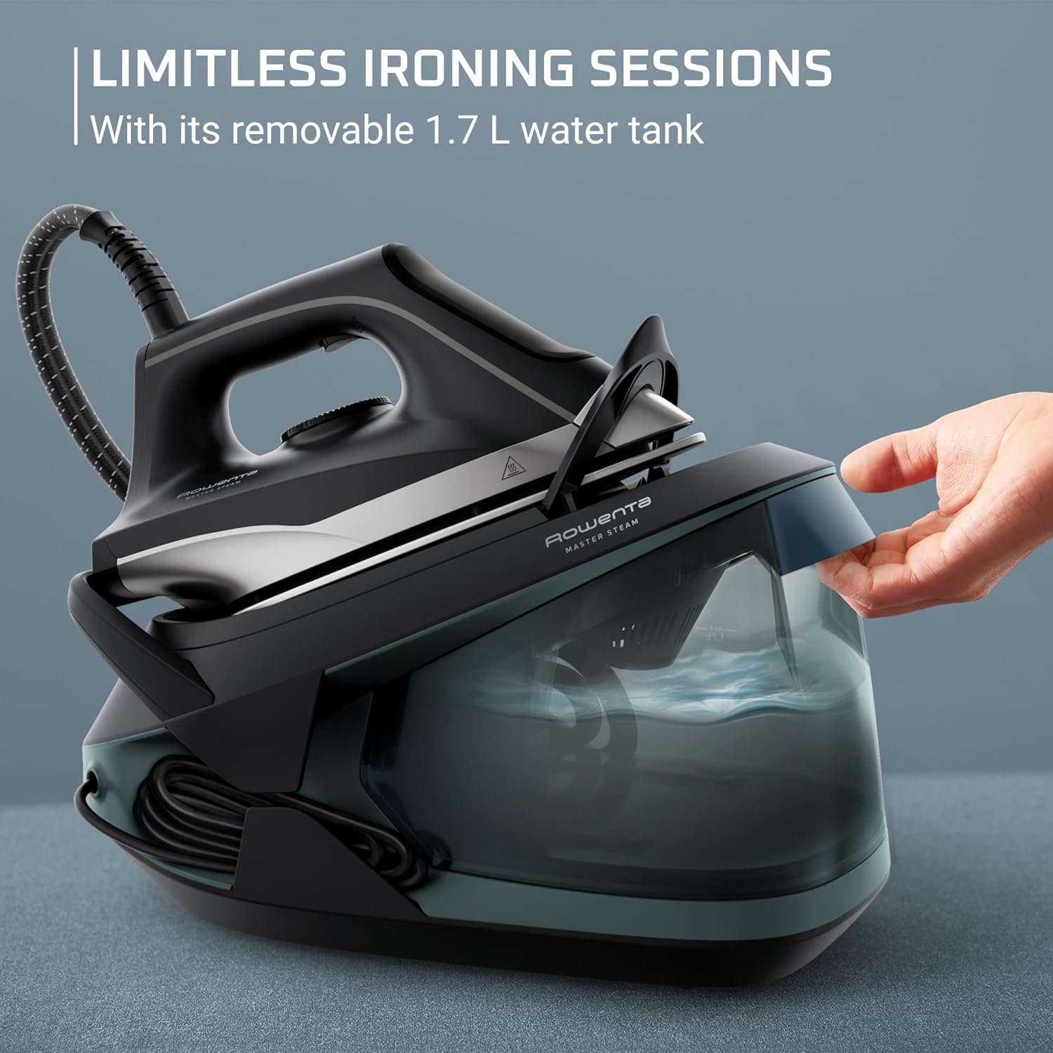 Rowenta Iron Steamer for Clothes, Master Steam Station, Professional Steam Iron For Clothes, Black Green, VR8338 - Image 4