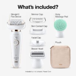 Braun Epilator Silk-épil 9 9-020 with Flexible Head, Facial Hair Removal for Women, Hair Removal Device, Shaver & Trimmer, Cordless