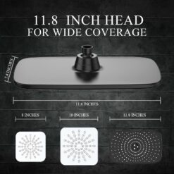 Veken High Pressure Rain Shower Head Combo with Extension Arm- Wide Showerhead with 6 Handheld Water Spray - Matte Black