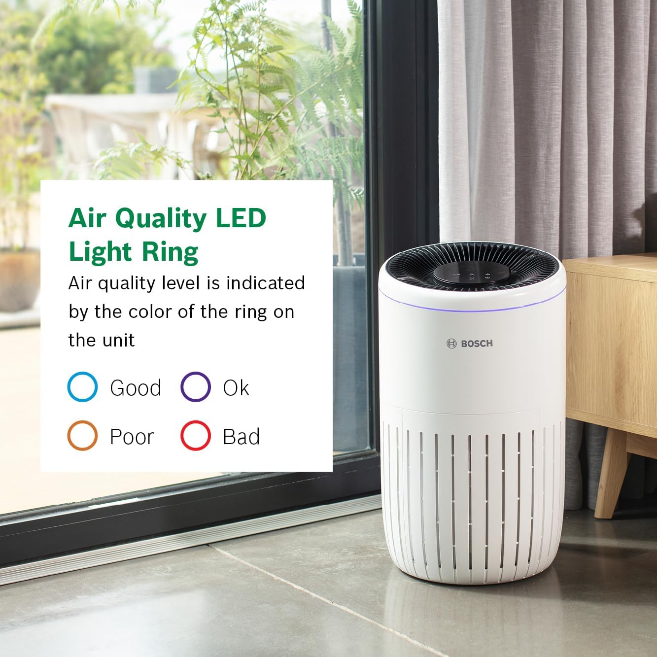 BOSCH Air Purifier for Home (Covers, 810-sq ft), 3-in-1 Filter, Air 2000, White
