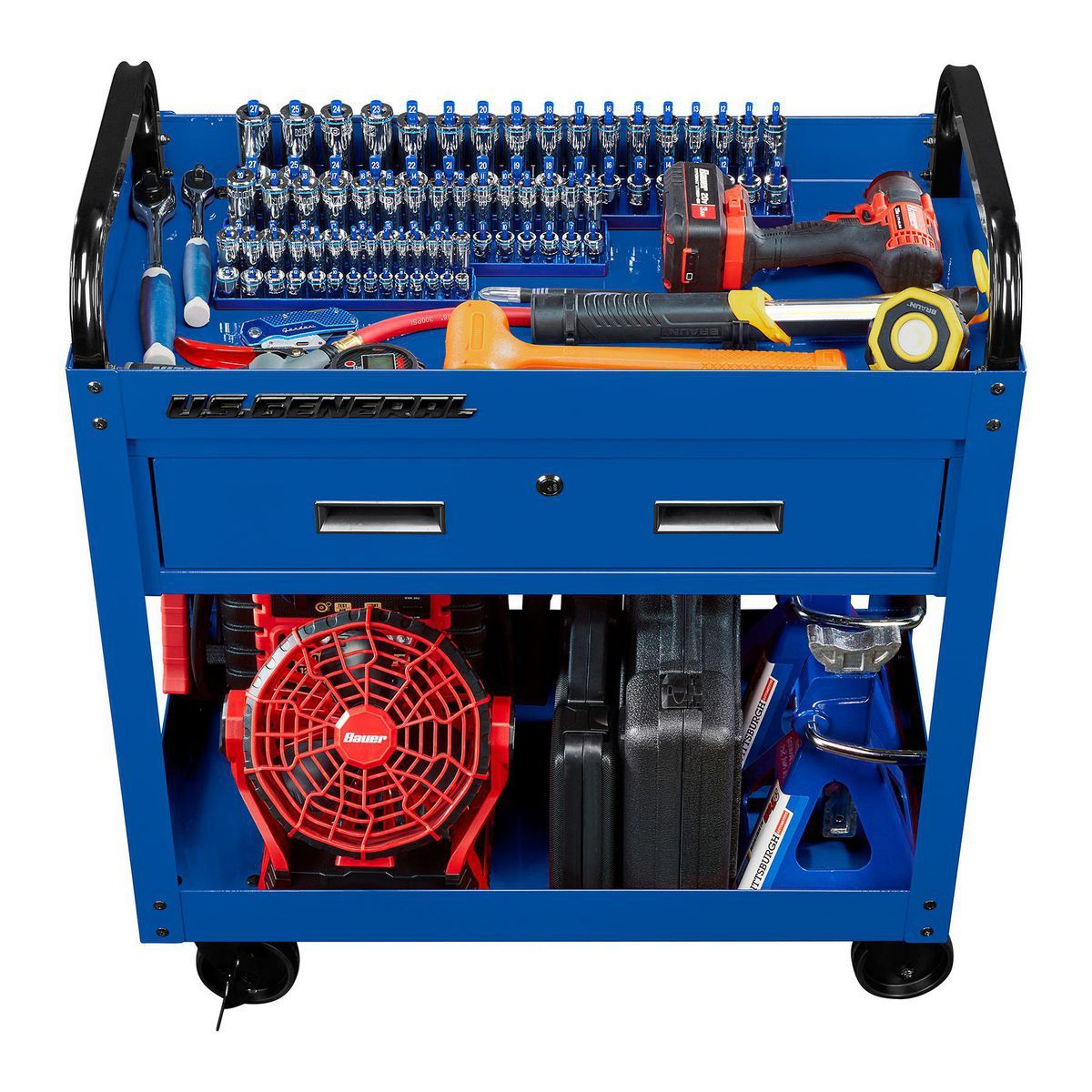 U.S. GENERAL 30 in., 1-Drawer Service Cart, Blue