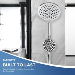 Dual Handheld Shower Head Combo, 2-in-1 Rain Shower Heads System 8 Inch Rainfall Shower Head, Chrome