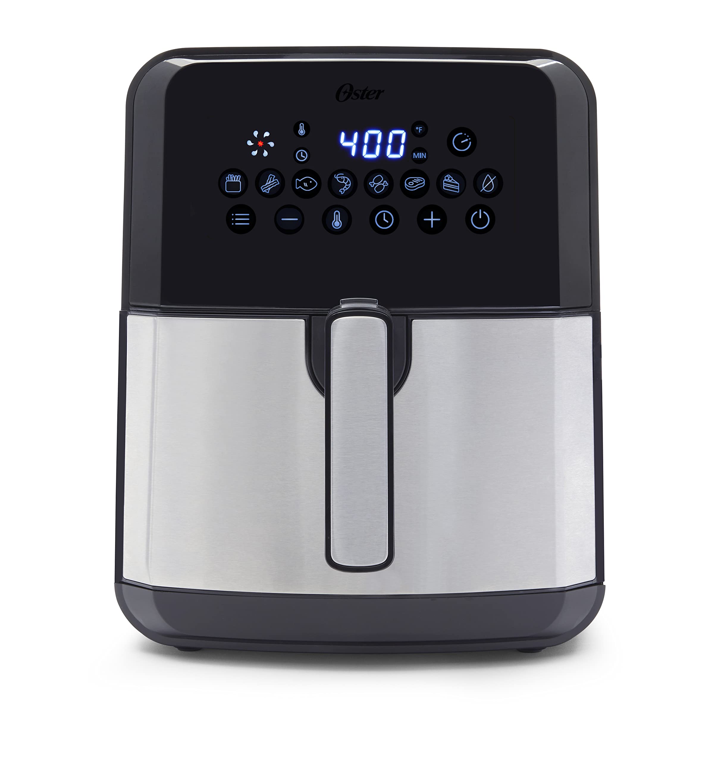 Oster DiamondForce Nonstick XL 5 Quart Digital Air Fryer, 8 Functions with Digital Touchscreen Stainless Steel