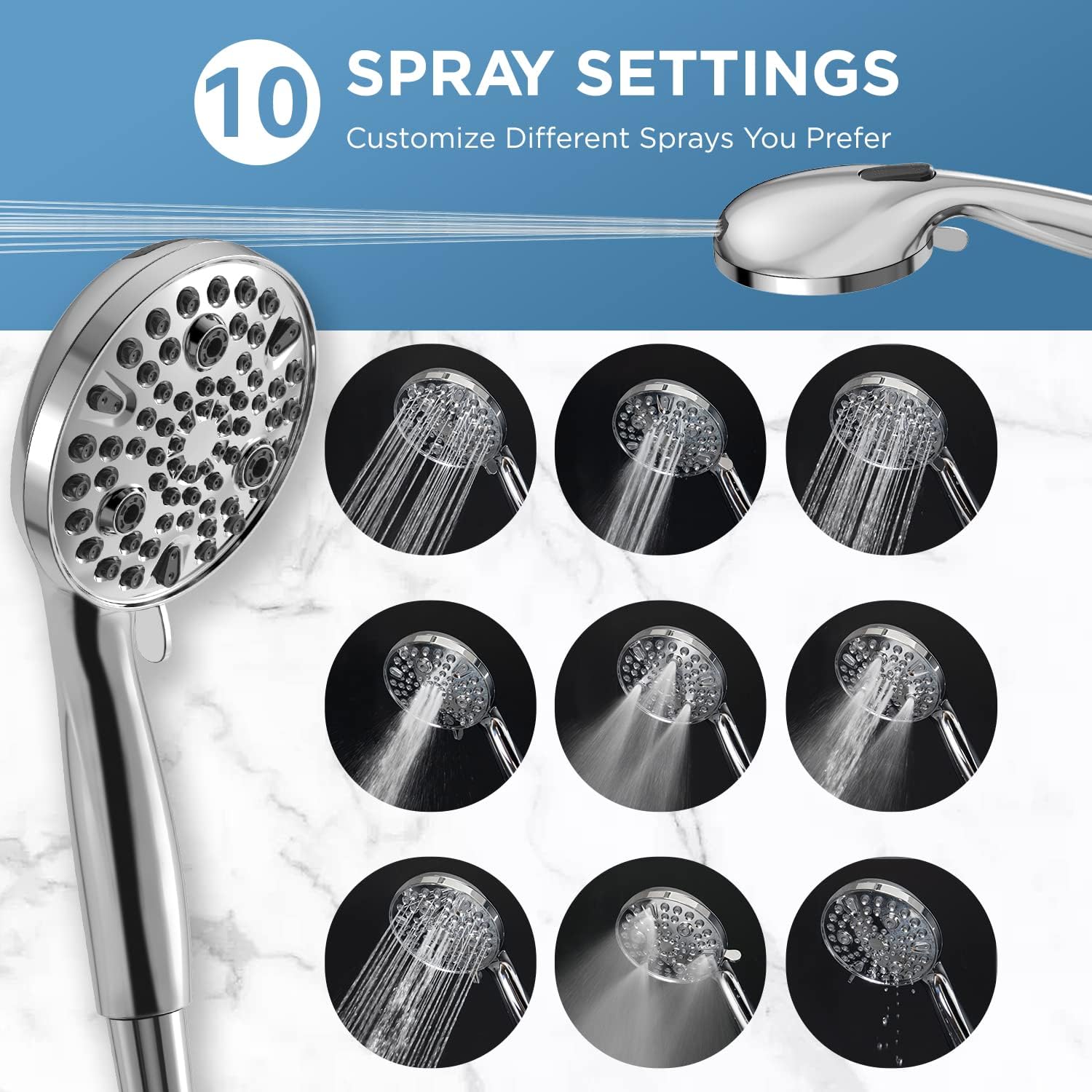 Dual Handheld Shower Head Combo, 2-in-1 Rain Shower Heads System 8 Inch Rainfall Shower Head, Chrome