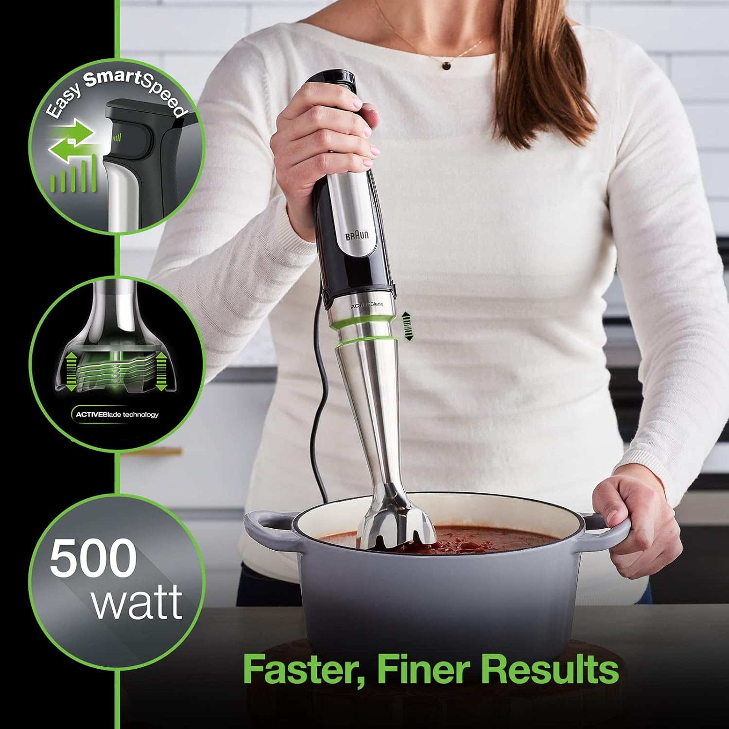 Braun MultiQuick 7 3-in-1 Immersion Hand Blender, Stainless Steel
