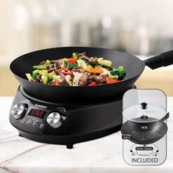 Nuwave Induction Wok, 3 Wattages 600, 900 & 1500, Precise Temp Controls from 100°F to 575°F in 5°F