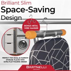 Bartnelli Ironing Board, Space-Saving and Ultimate Iron Board Experience 13x43 Reinforced Steel Legs, Adjustable Height