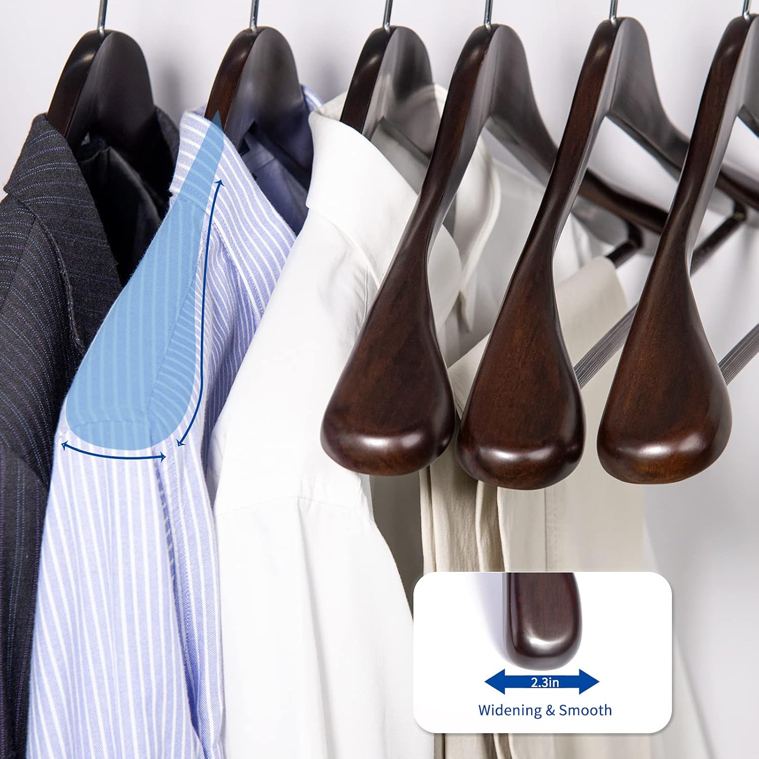 Nature Smile Luxury Mahogany Wooden Suit Hangers - 6 Pack - Wood Coat Hangers, Jacket Outerwear Shirt Hangers