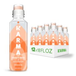 Karma Probiotic Water - 12 Pack, Peach Lemonade Drink - Immune & Gut Health Support