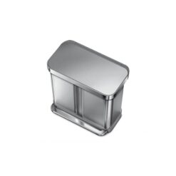 simplehuman 58 Liter, 15.3 Gallon Rectangular Hands-Free Dual Compartment Recycling Kitchen Step Trash Can, Brushed Stainless Steel