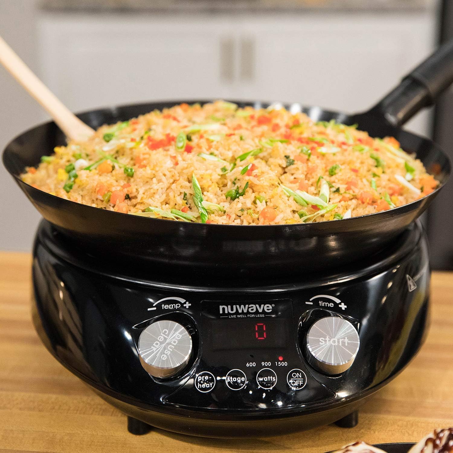 Nuwave Induction Wok, 3 Wattages 600, 900 & 1500, Precise Temp Controls from 100°F to 575°F in 5°F