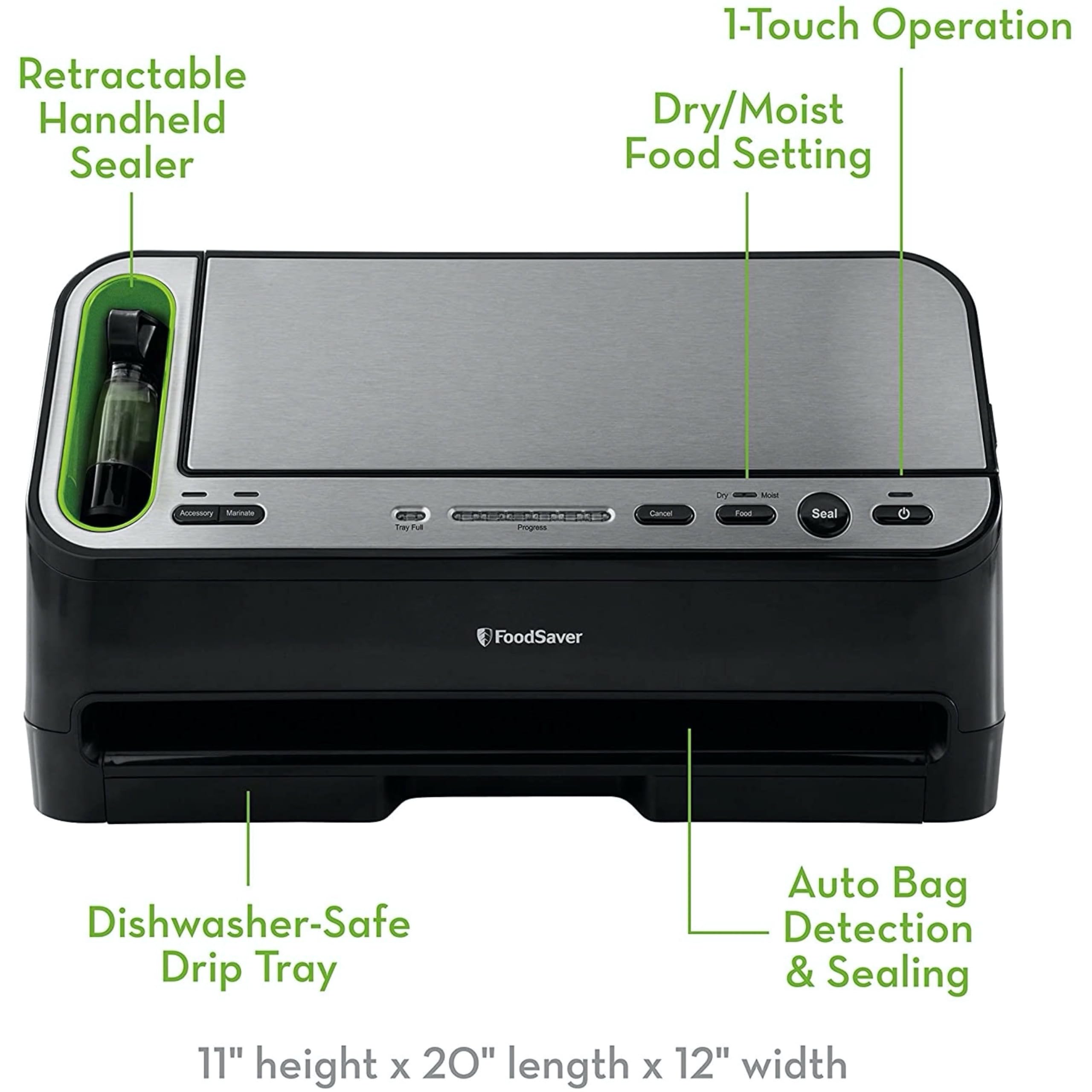 FoodSaver 2-in-1 Automatic Vacuum Sealing System with Starter Kit, V4440, Black Finish