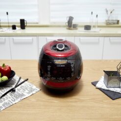 CUCKOO CRP-HZ0683FR, 6-Cup (Uncooked) Induction Heating Pressure Rice Cooker, Black/Red