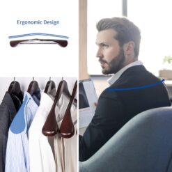 Nature Smile Luxury Mahogany Wooden Suit Hangers - 6 Pack - Wood Coat Hangers, Jacket Outerwear Shirt Hangers
