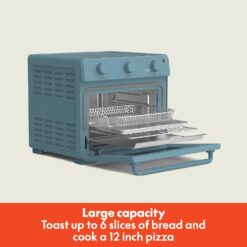 bella Air Fry Toaster Oven, 7 Preset Cooking Options, Dishwasher-Safe EverGood Coated Trays Included, 1700 Watt, Surf