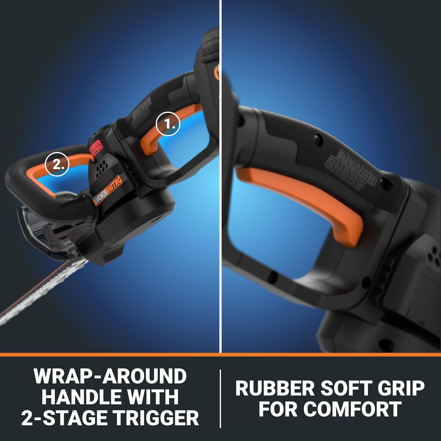 WORX Nitro 20V 22" Hedge Trimmer Cordless, Lightweight Cordless Hedge Trimmer with Dual-Action Blades 3400 SPM