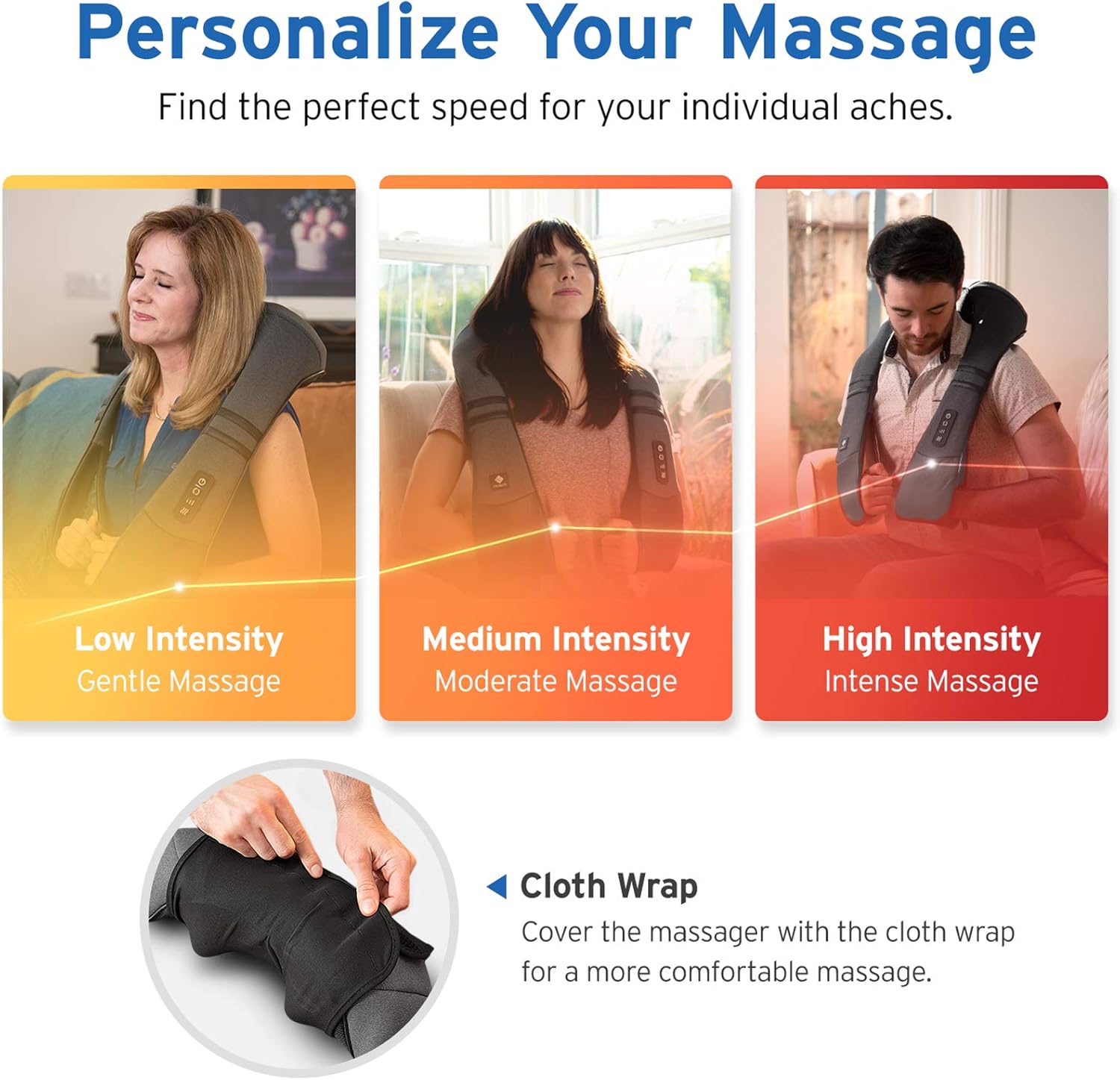 Etekcity FSA/HSA Eligible Cordless Neck Massager for Pain Relief Deep Tissue, Shiatsu Low Back Massager