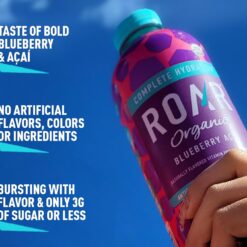 Roar Organic Electrolyte Infusions - USDA Organic - Blueberry Acai, Coconut Water Infused Beverage 18 Fl Oz (Pack of 12)
