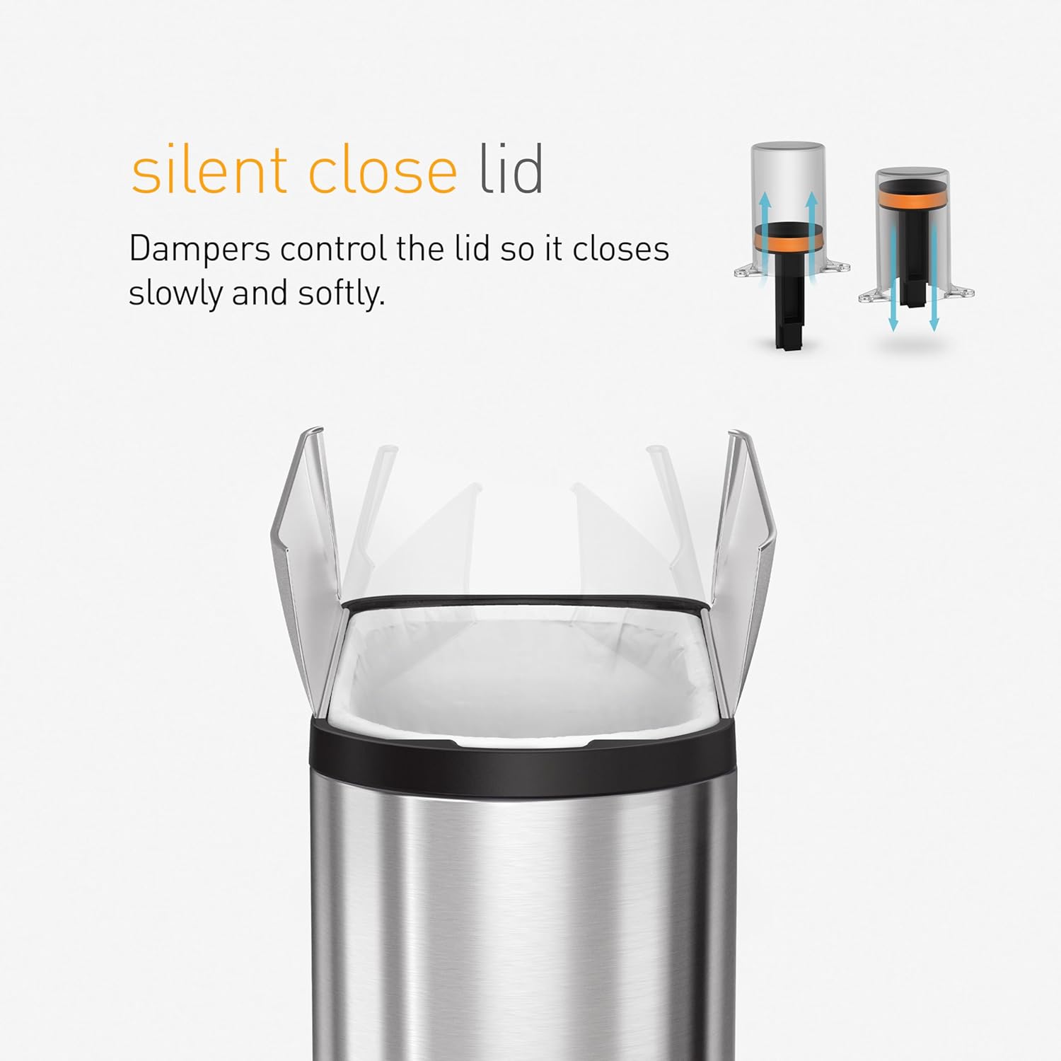 simplehuman 30 Liter / 8 Gallon Butterfly Lid Kitchen Step Trash Can, Brushed Stainless Steel