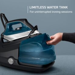 Rowenta Steam Iron for Clothes, Steam Pro Stainless Steel Soleplate, 1.1L Removable Tank, 1800W, Blue