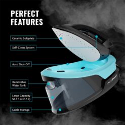 Pursteam World's Best Steamers - Station Max Ceramic Soleplate Steam Iron for Clothes 1500W, 50.7oz Removable Water Tank