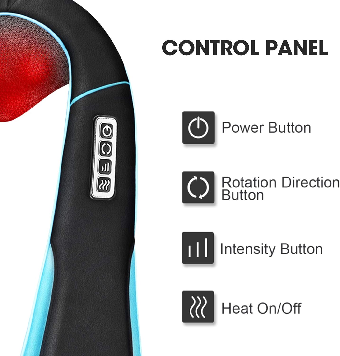 MagicMakers Neck Massager with Heat - Electric Shiatsu Deep Kneading Back Massage