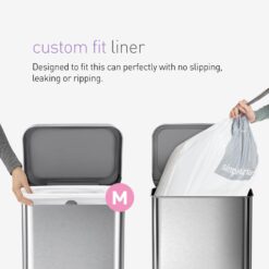 simplehuman 45 Liter, 12 Gallon Rectangular Hands-Free Kitchen Step Trash Can with Soft-Close Lid, Brushed Stainless Steel