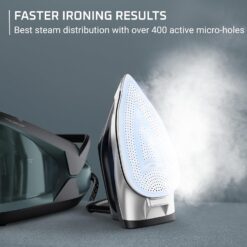 Rowenta Iron Steamer for Clothes, Professional Steam Iron For Clothes with Stainless Steel Soleplate 57 oz, 1750 watts, Black Green