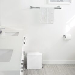 simplehuman 10 Liter / 2.6 Gallon Butterfly Lid Bathroom Step Trash Can, White Steel