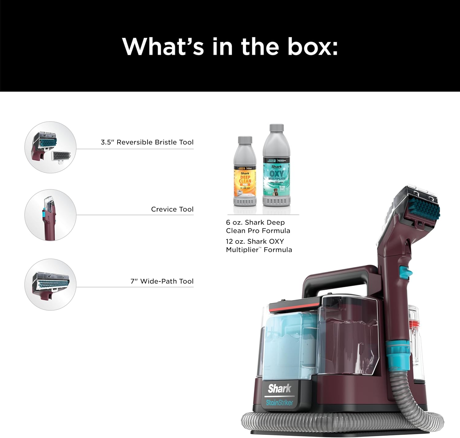 Shark Carpet Cleaner Machine, Portable Upholstery StainStriker, Spot, Odor & Stain Remover, Burgundy, PX203BRN - Image 8