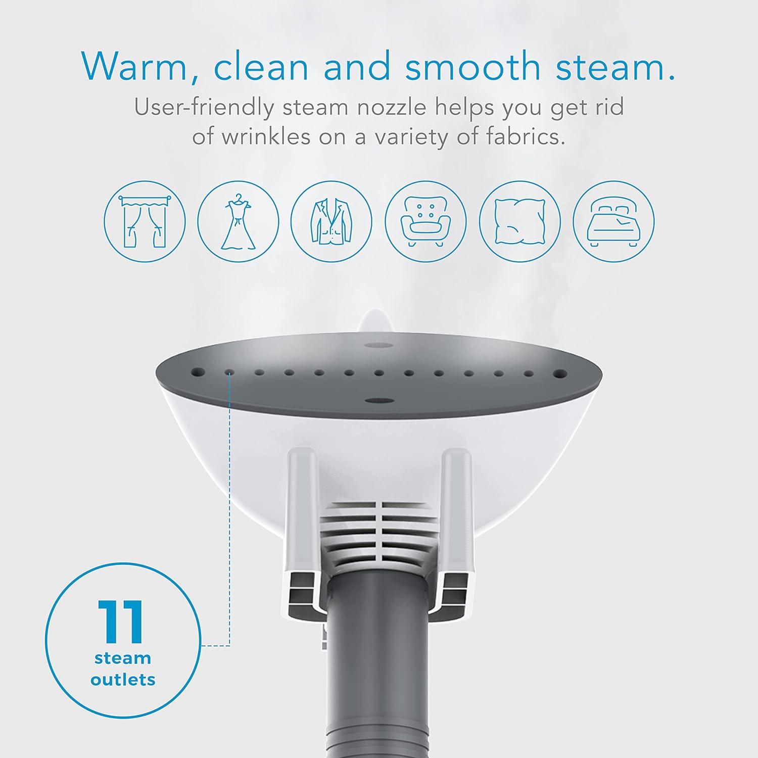 Steamfast SF-407 Canister Fabric Steamer, With Telescopic Pole and Fabric Brush, 45 Second Heat Up Time, White