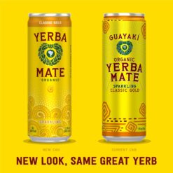 Guayakí Yerba Mate, Organic Sparkling Energy Drink Alternative, Classic Gold, 15.5 Oz (Pack of 12) (Packaging May Vary)