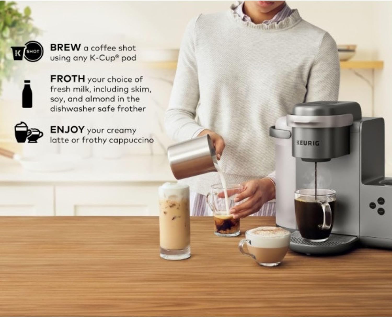 Silver Keurig K-Cafe Single Serve K-Cup Coffee, Latte and Cappuccino Maker
