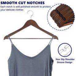 Amber Home 30 Pack Vintage Wooden Coat Hangers, Walunt Wood Suit Hangers with Non Slip Pant Bar (Retro, 30)