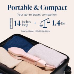 Nori Press Travel Steam Iron - Handheld Iron With Optional Steam Feature - No Ironing Board Required - Pink