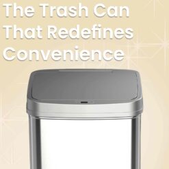 NINESTARS DZT-50-28 Automatic Touchless Motion Sensor Rectangular Trash Can, 13 Gal, Black Trim
