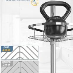 SEIRIONE Rustproof Shower Corner Caddy Organizer for Bathroom, 4 Adjustable Shelves with Tension Pole