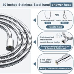 BRIGHT SHOWERS Dual Shower Head Combo Set, Handheld Showerhead Rainfall Shower Head Combo with Black Face, Chrome