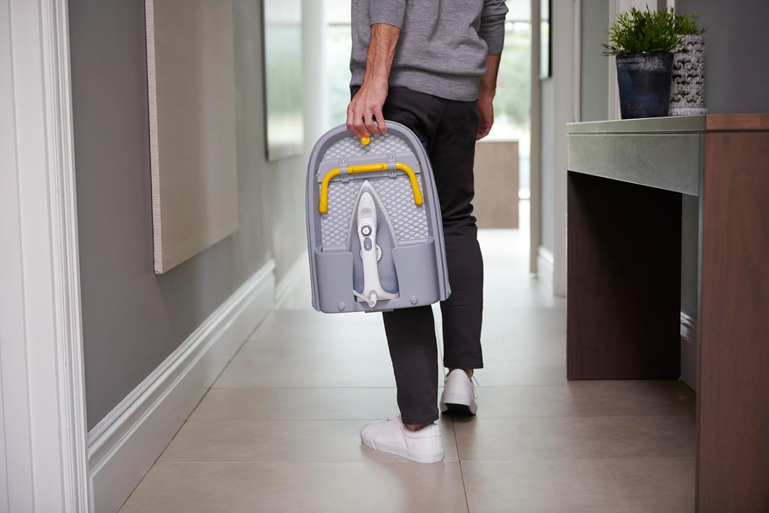 Joseph Joseph Folding Tabletop Ironing Board with Iron Holder, Compact, Space-Saving, Grey/Yellow