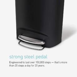 simplehuman 50 Liter, 13 Gallon Semi-Round Kitchen Step Trash Can with Secure Slide Lock, Mocha Plastic